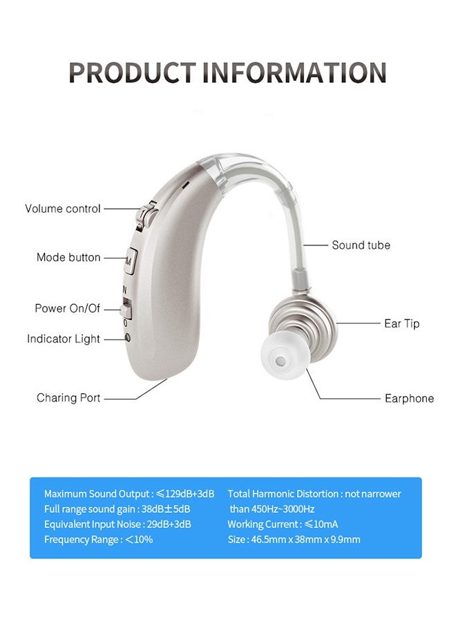 JS Rechargeable Hearing Aid Devices for Seniors Adults with Noise Cancelling, Miniature Portable Intelligent Hearing Aids Sound, Amplifier Machine with Volume Control - Image 2